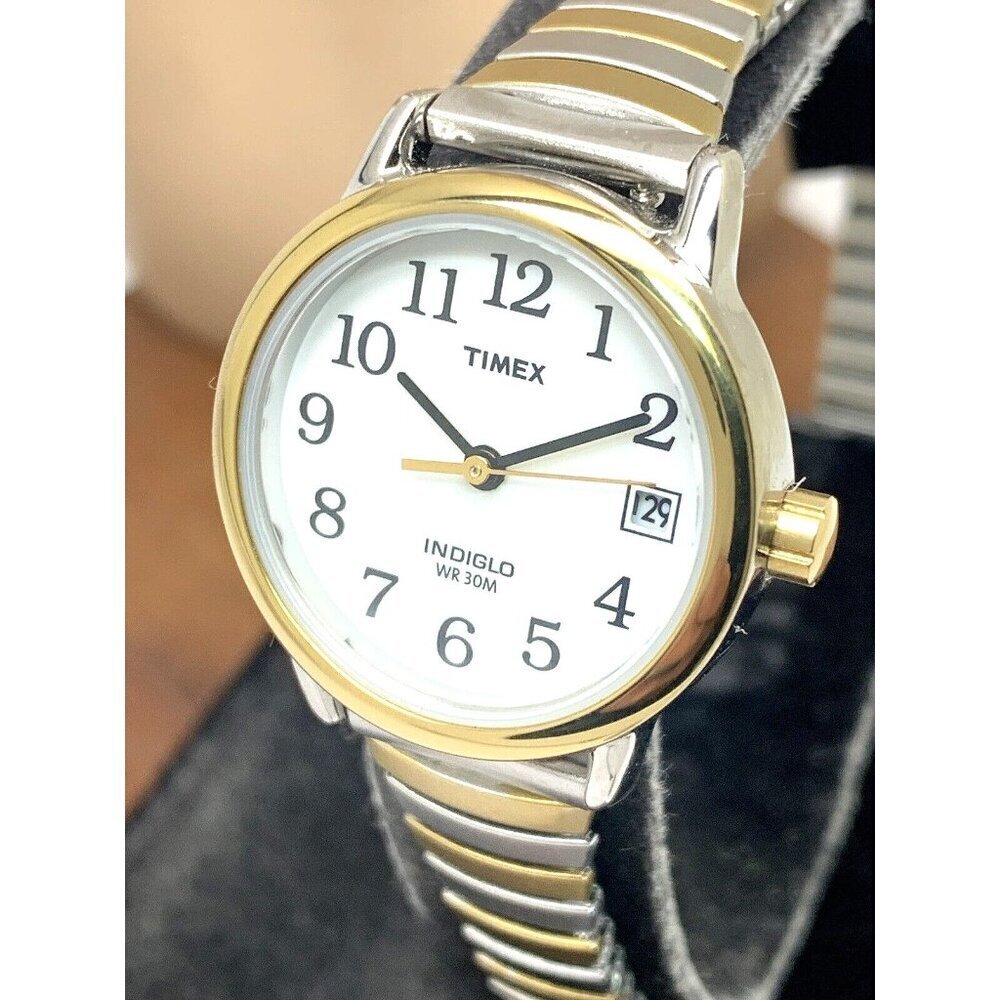 Timex Women's Watch TW2V47000 Indiglo Quartz Two Tone White Dial Expansi…
